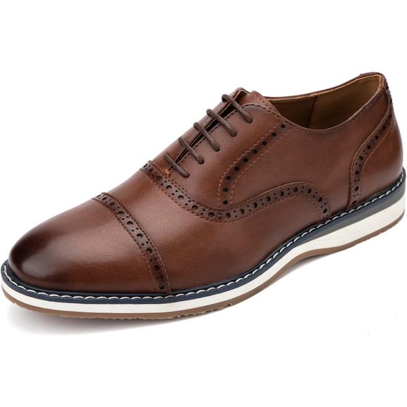 Men\'s Brown Oxfords Casual Dress Leather Lace Up for Men Business Oxford Shoes
